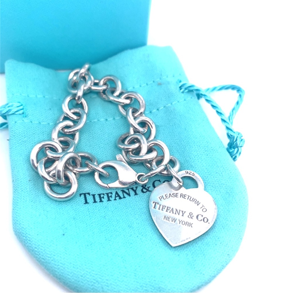 Tiffany & Co. Silver Heart Charm Bracelet 7”